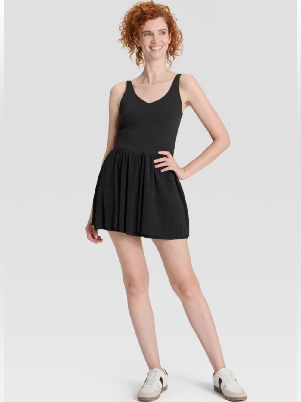 Women Knit Plisse Active Dress - All In Motion Black S NWT